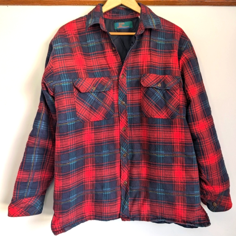 Vintage Plaid Flannel Shacket Shirt Jacket Men's Medium